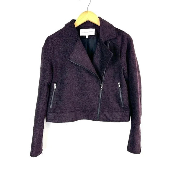 Cupcakes and Cashmere Bikita Chenille Cropped Moto Jacket Sz S Biker - Picture 1 of 10